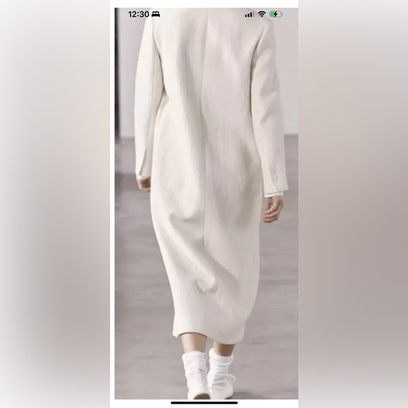 MINIMALIST WOOL BLEND COAT ZW COLLECTION ECRU. Size M, L - Picture 3 of 11